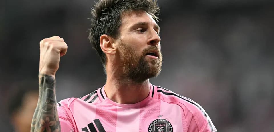 Lionel Messi celebrando durante un partido con Inter Miami