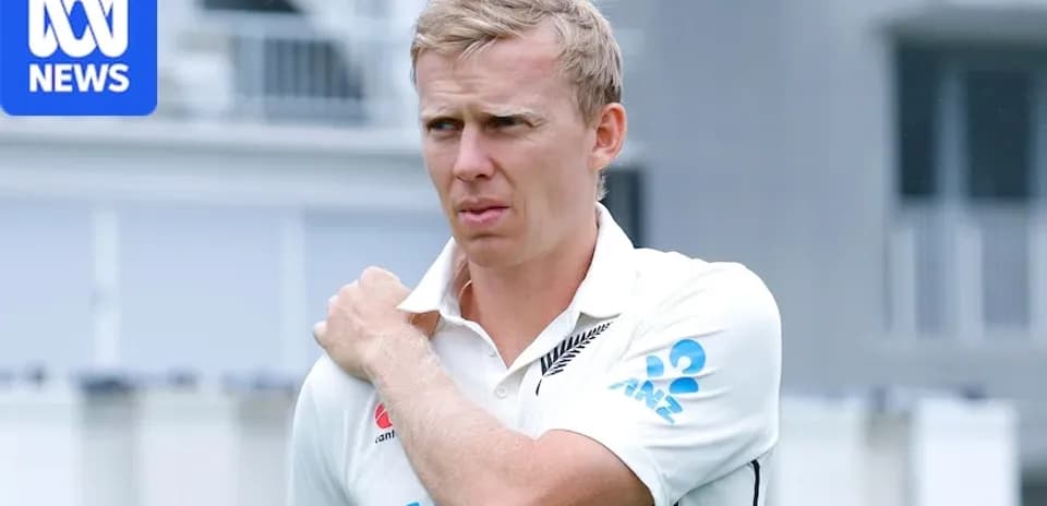 Jugador de cricket de Nueva Zelanda con gesto pensativo