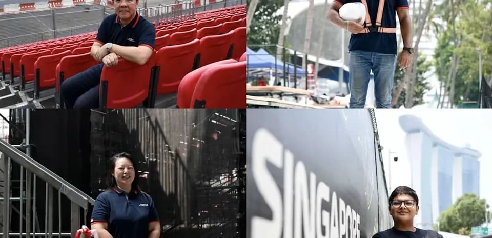 Cuatro personas en el circuito de Singapur