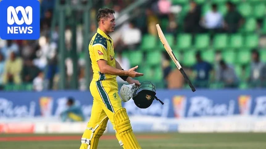 Jugador australiano de cricket lanzando su bate al suelo