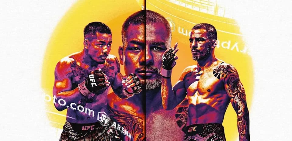 Luchadores de MMA en un fondo colorido