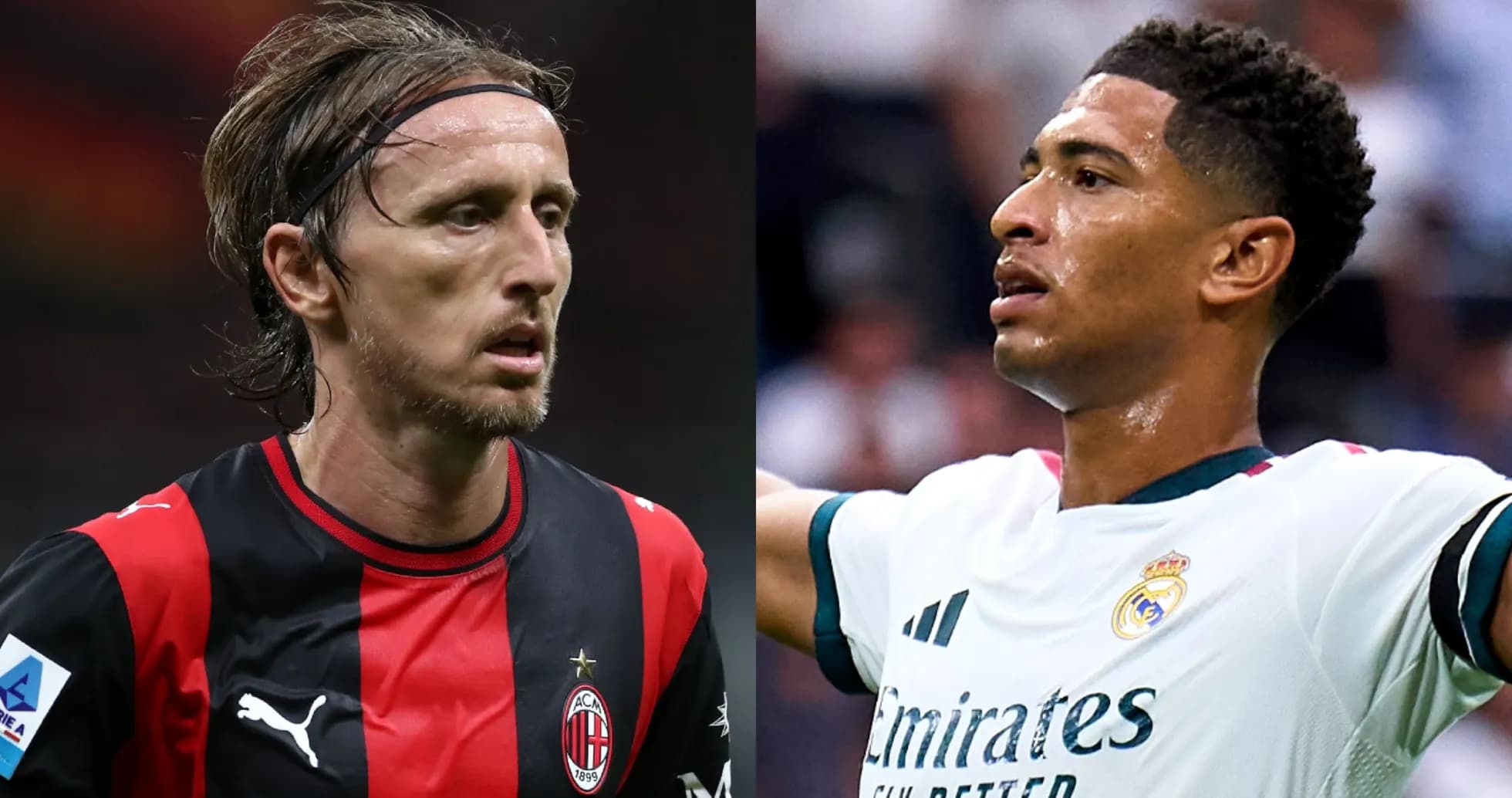 Jugadores de AC Milan y Real Madrid en acción