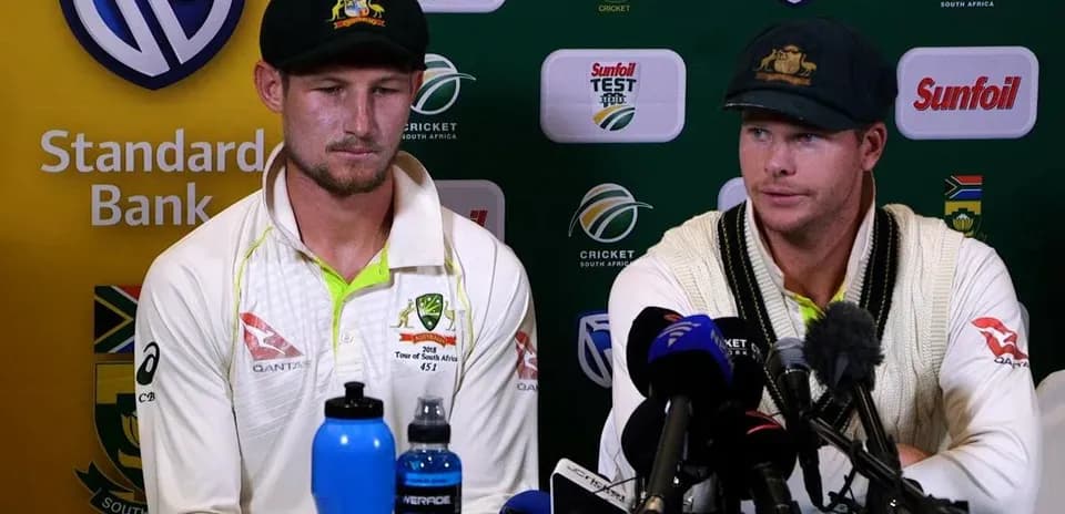 Jugadores australianos en conferencia de prensa de cricket