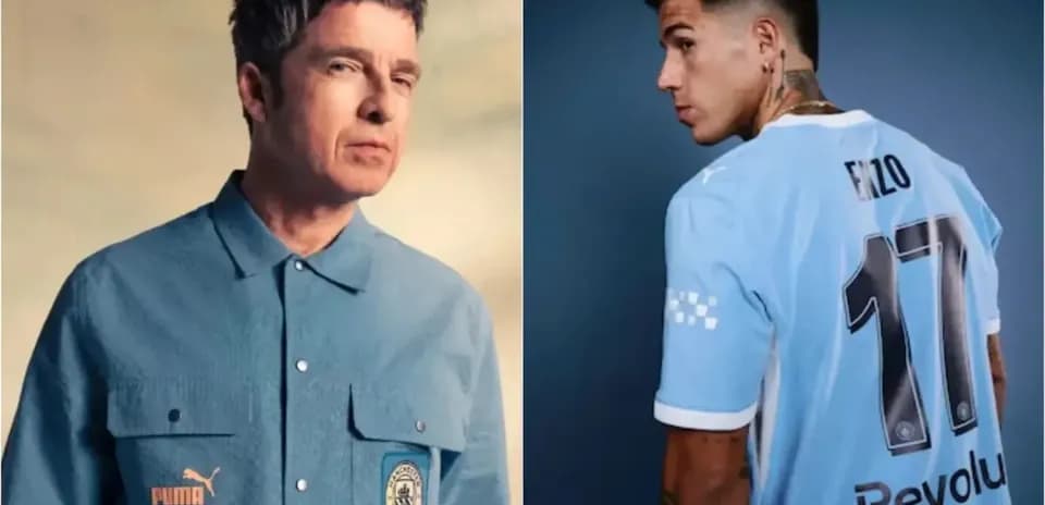 Hombre con camisa Puma y jugador con camiseta de fútbol
