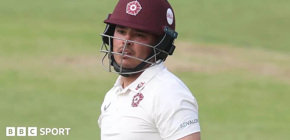 Bateador con casco durante un partido de cricket
