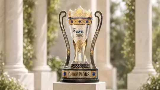 Trofeo APL en pedestal con la inscripción campeones