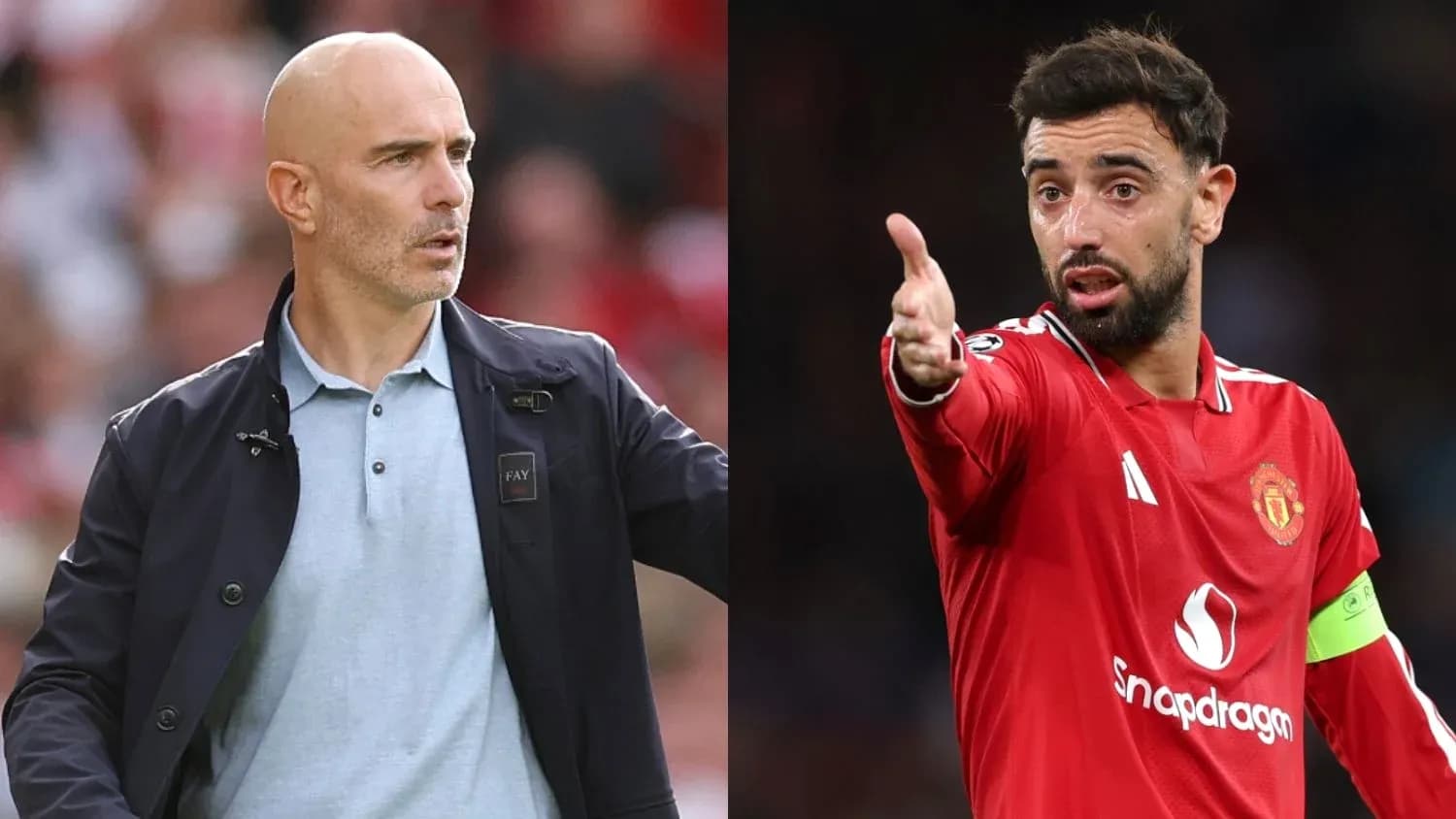 Entrenador y jugador de fútbol en acción