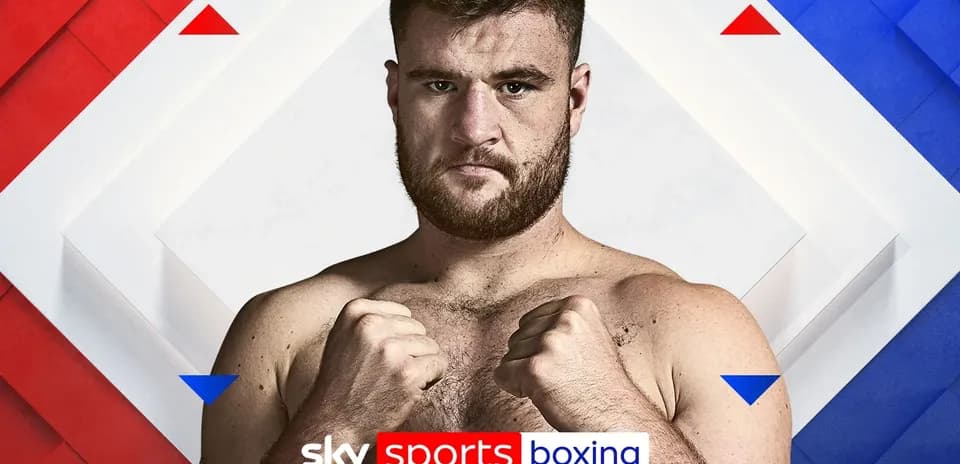 Boxeador en pose de pelea con fondo gráfico