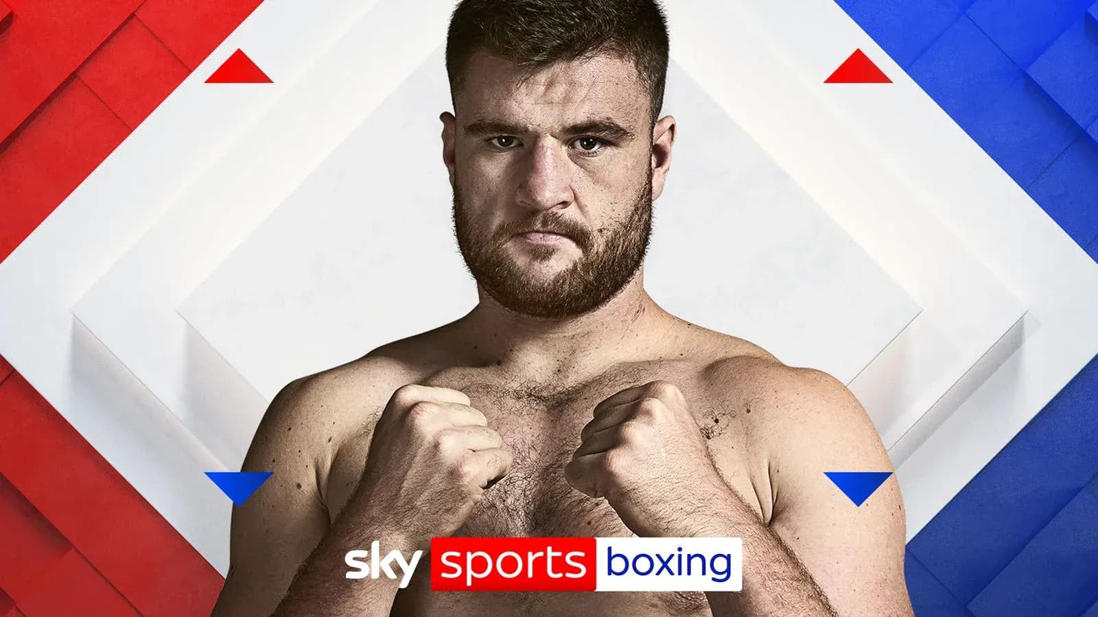 Boxeador en pose de pelea con fondo gráfico