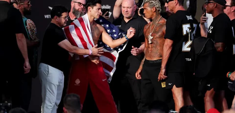 Boxers facing each other during weigh-in event