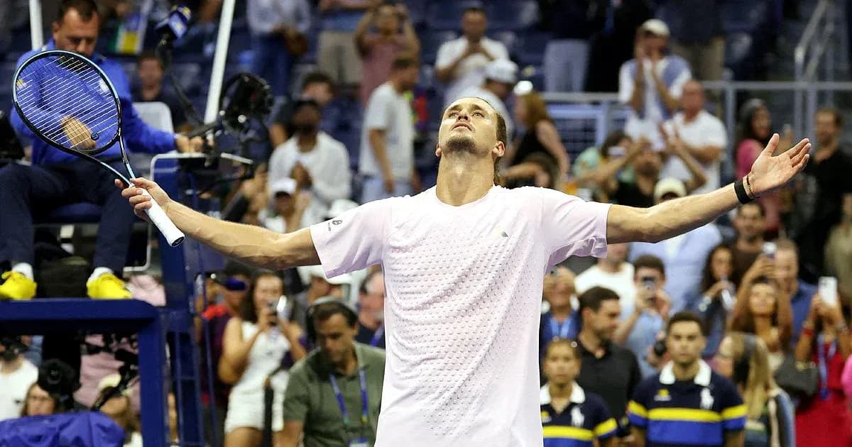 Jugador de tenis celebrando en el torneo US Open