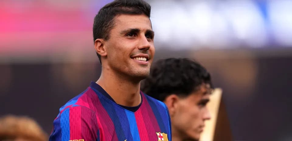 Jugador de Barça sonriendo durante la celebración