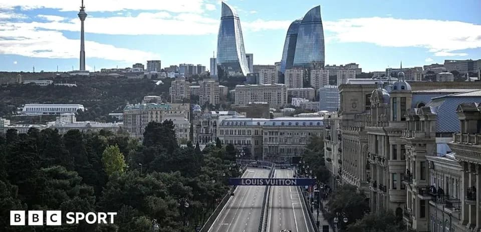 Vista panorámica de Bakú con circuito de Fórmula 1