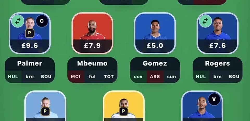 Interfaz de selección de jugadores de fútbol fantasy