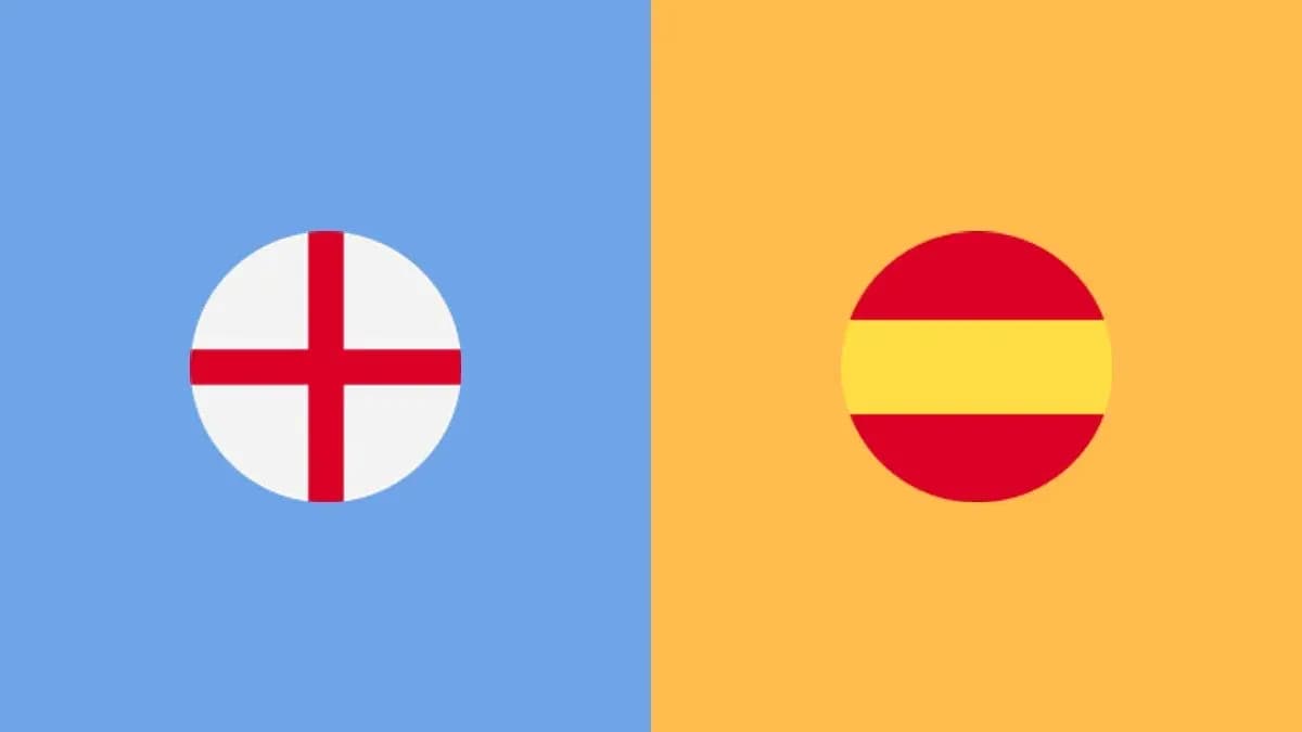 Banderas de Inglaterra y España en fondo colorido
