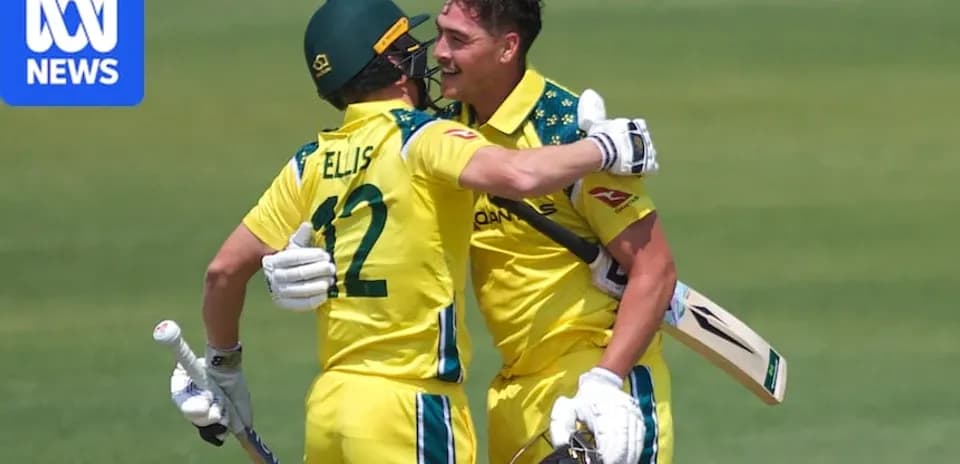 Jugadores de cricket australianos celebrando un logro