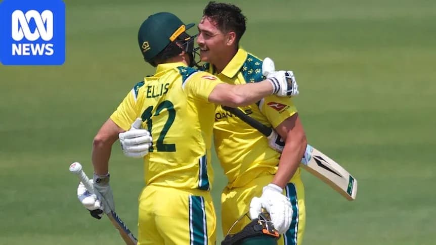 Jugadores de cricket australianos celebrando un logro