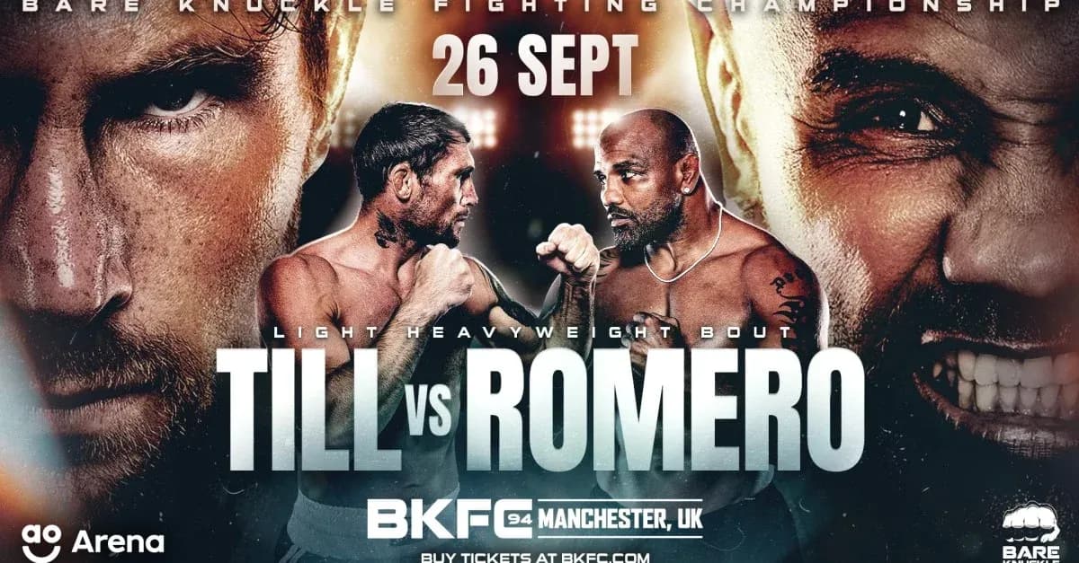 Cartel de pelea entre Till y Romero en BKFC 94 Cartel de pelea entre Till y Romero en BKFC 94
