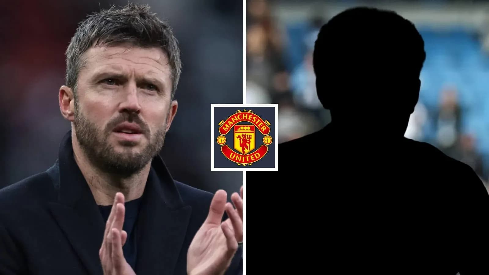 Michael Carrick gesticulando junto al logo de Manchester United Michael Carrick gesticulando junto al logo de Manchester United