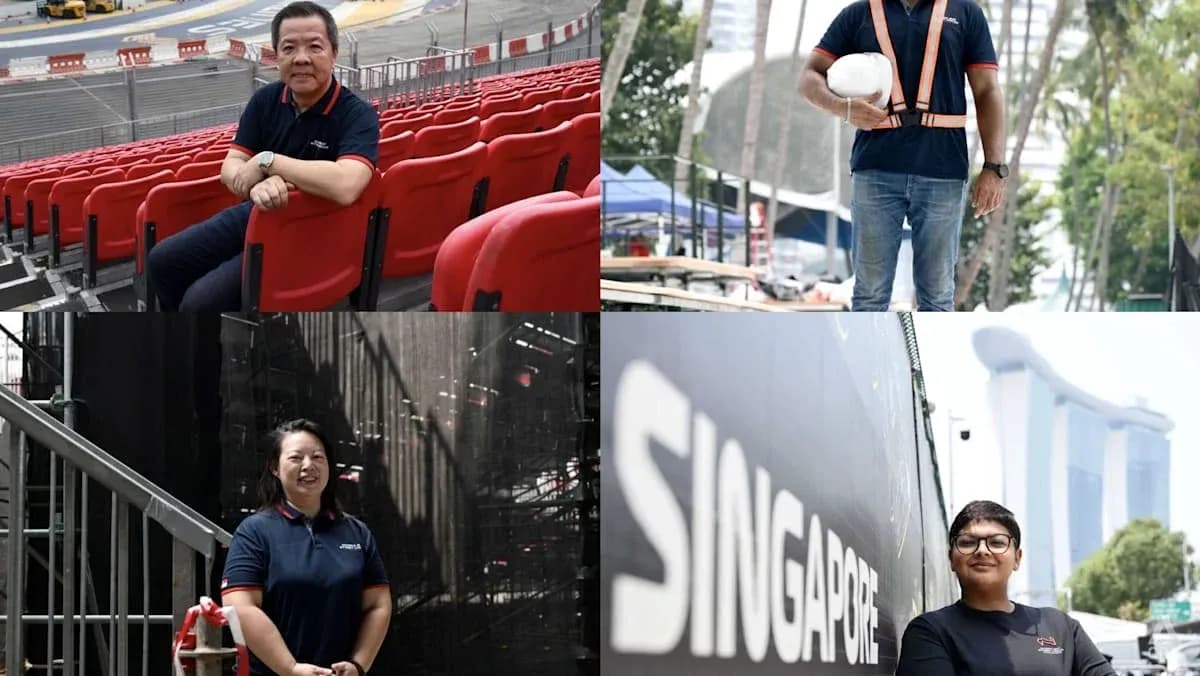 Cuatro personas en el circuito de Singapur Cuatro personas en el circuito de Singapur