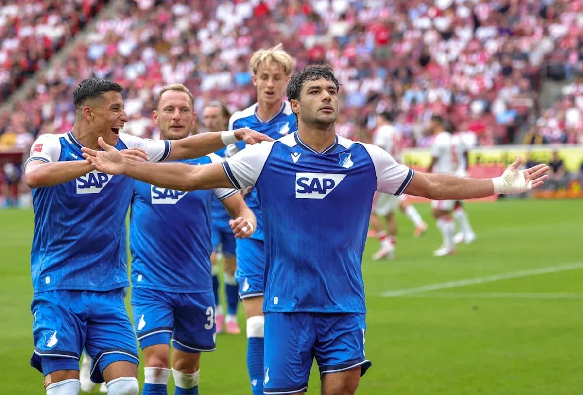 Jugadores de Hoffenheim celebrando un gol en partido Jugadores de Hoffenheim celebrando un gol en partido