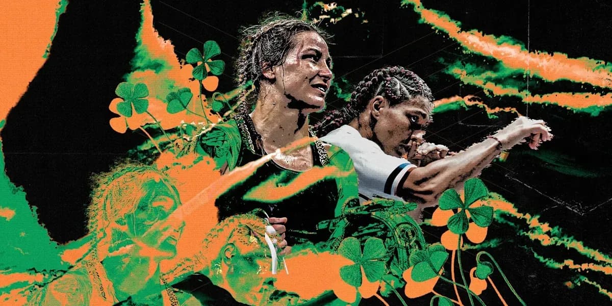 Dos luchadoras en un fondo colorido y abstracto Dos luchadoras en un fondo colorido y abstracto