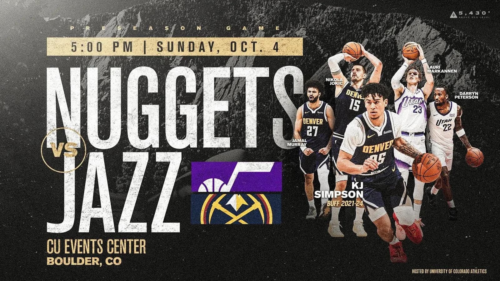 Cartel del juego de pretemporada Nuggets vs Jazz Cartel del juego de pretemporada Nuggets vs Jazz